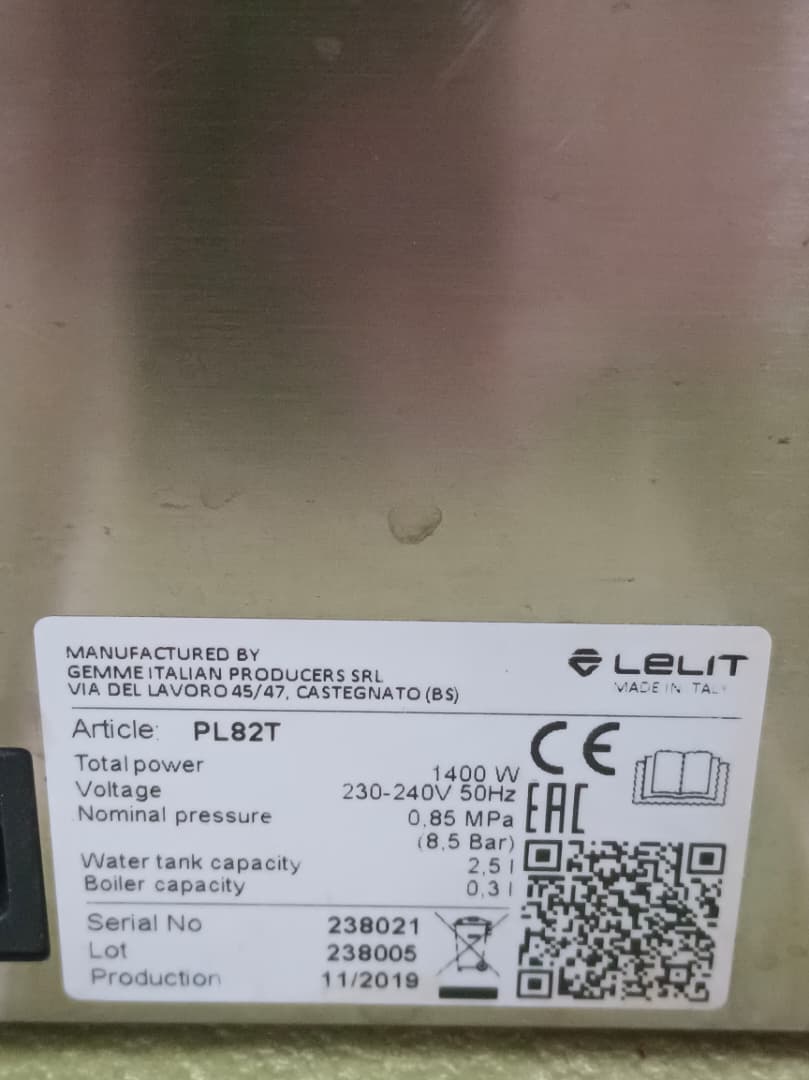 [Used, Second Hand] Lelit Kate 1 Group Home Coffee Machine