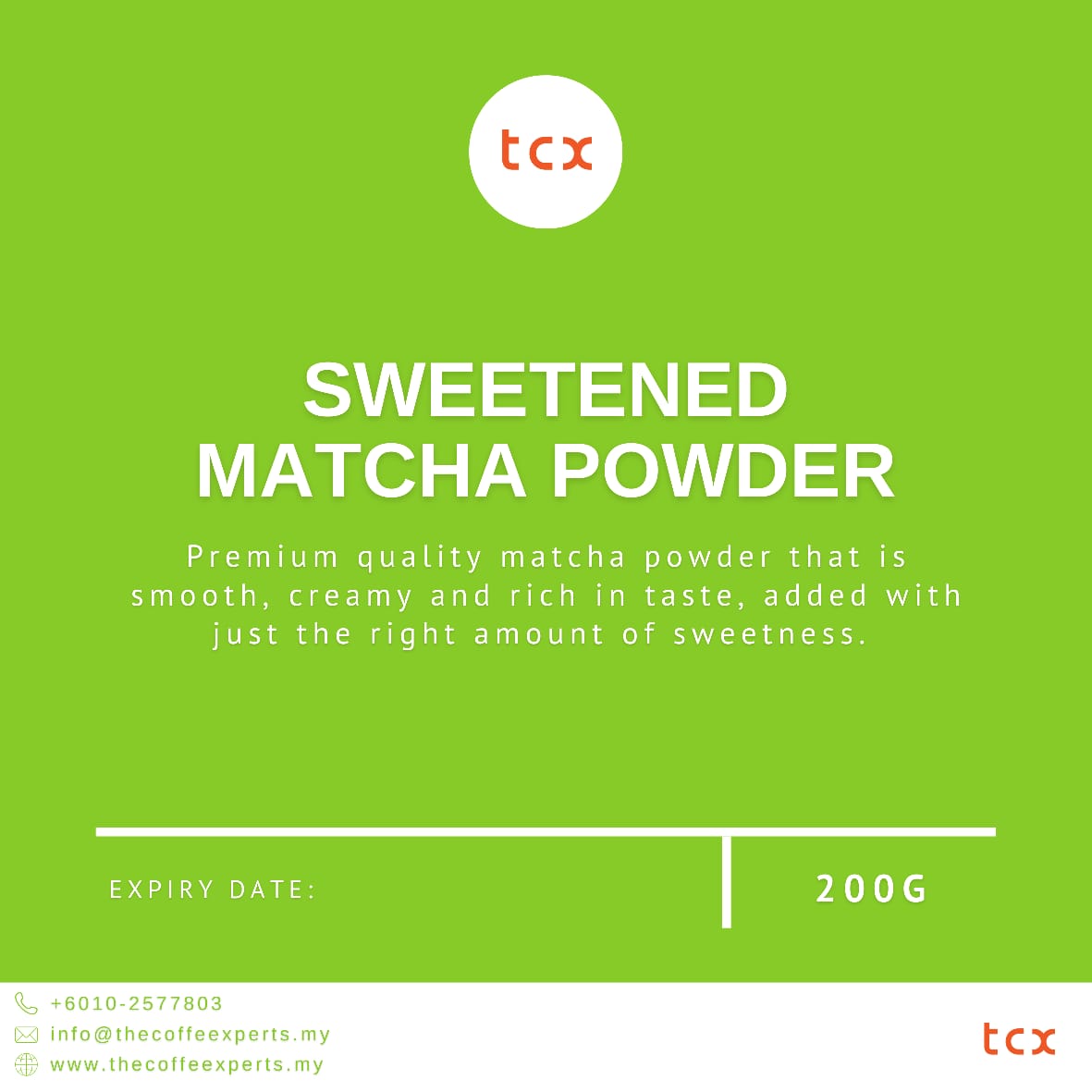 TCX - Sweetened Matcha Powder  (200g)